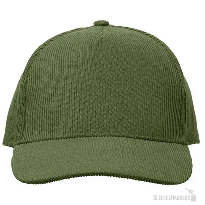 5 panelen corduroy baseballcap Wale Legergroen