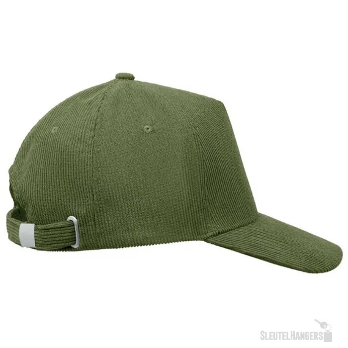 5 panelen corduroy baseballcap Wale Legergroen