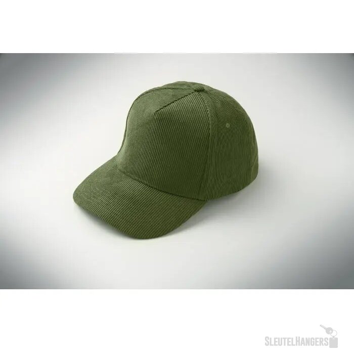 5 panelen corduroy baseballcap Wale Legergroen