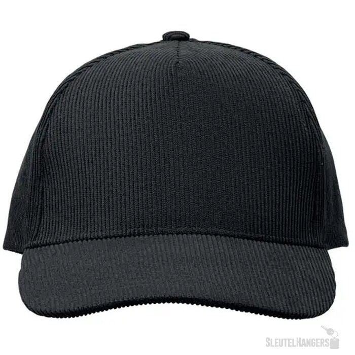 5 panelen corduroy baseballcap Wale Zwart