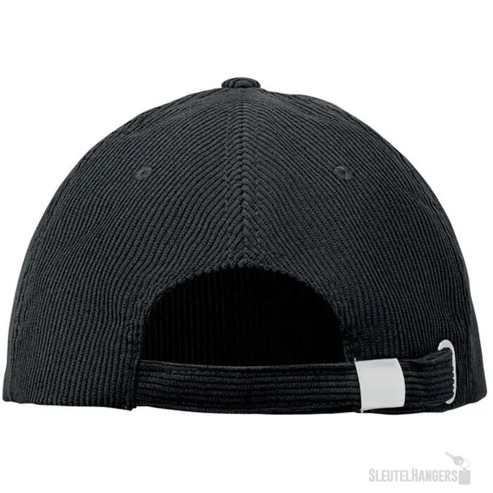 5 panelen corduroy baseballcap Wale Zwart