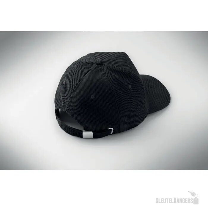5 panelen corduroy baseballcap Wale Zwart