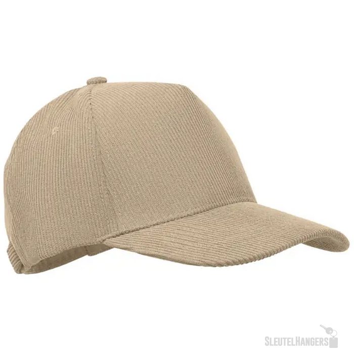 5 panelen corduroy baseballcap Wale Beige