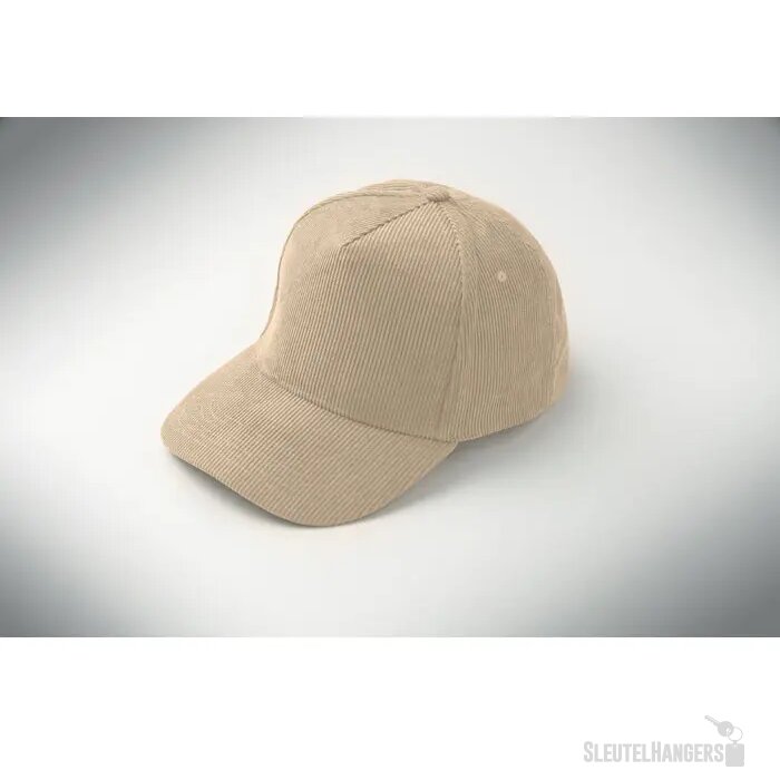 5 panelen corduroy baseballcap Wale Beige
