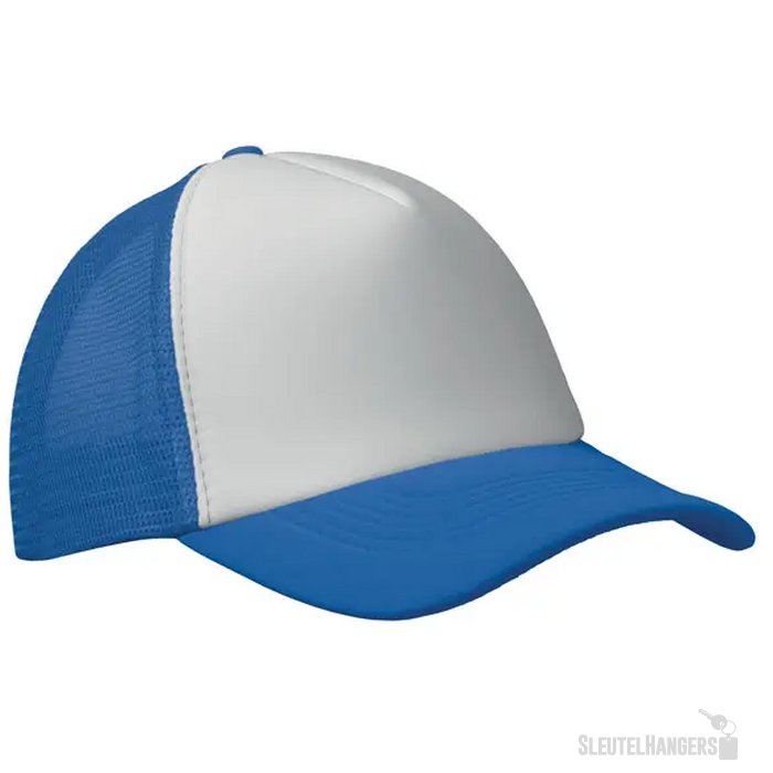 5 panelen trucker pet Bubble wit/blauw
