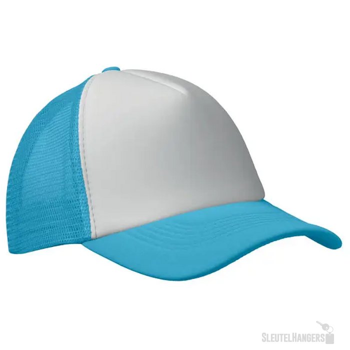 5 panelen trucker pet Bubble wit/turquoise