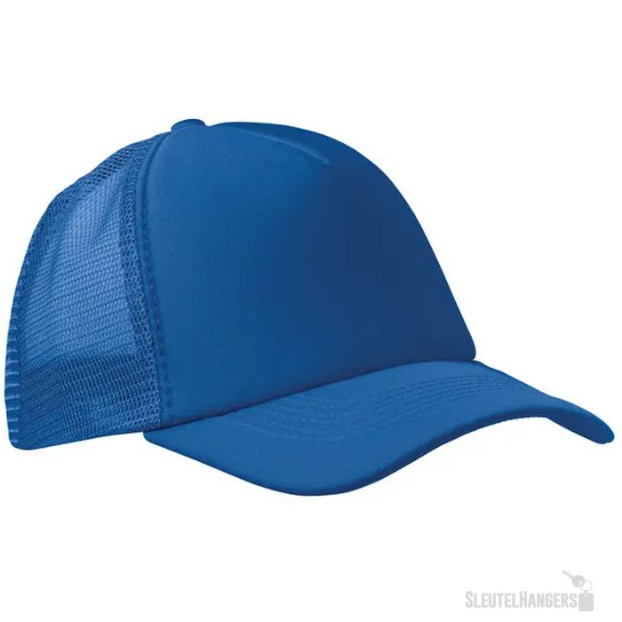 5 panelen trucker pet Bubble royal blauw