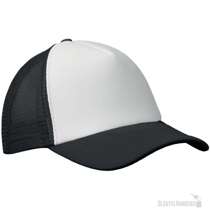 5 panelen trucker pet Bubble wit/zwart