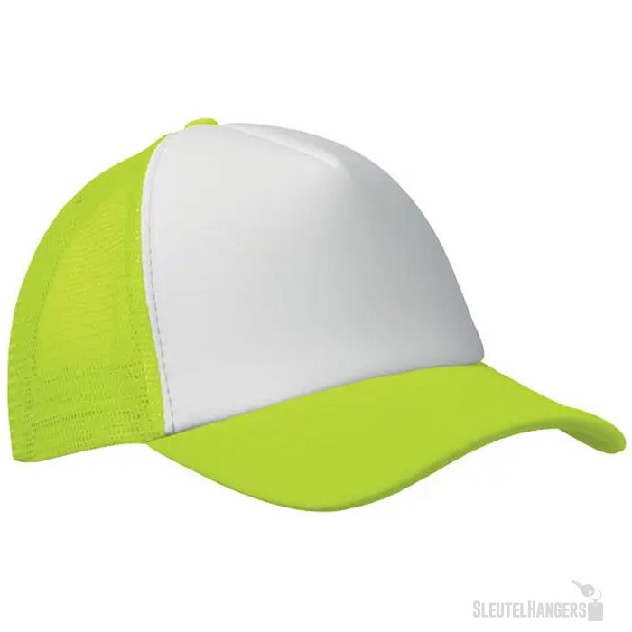 5 panelen trucker pet Bubble wit/neongeel