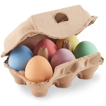 6 krijteieren in doosje Tamago beige