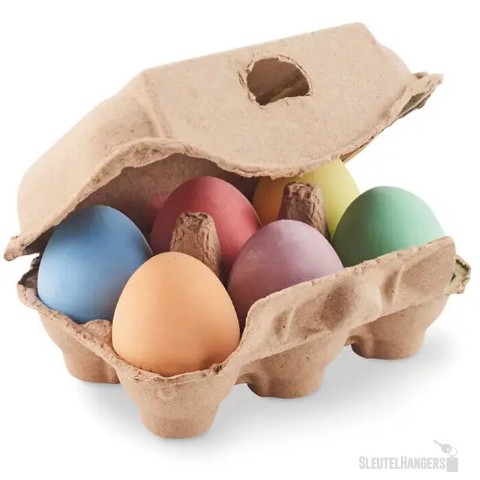 6 krijteieren in doosje Tamago beige