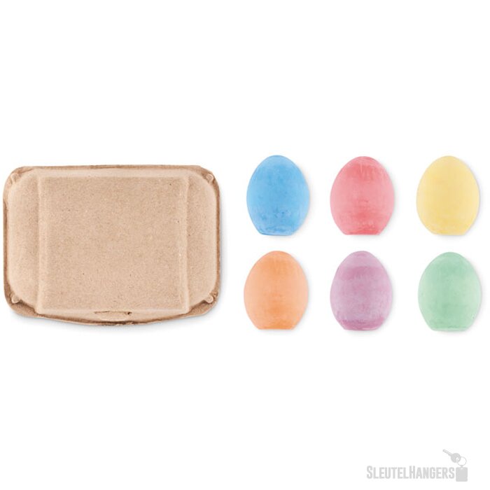 6 krijteieren in doosje Tamago beige