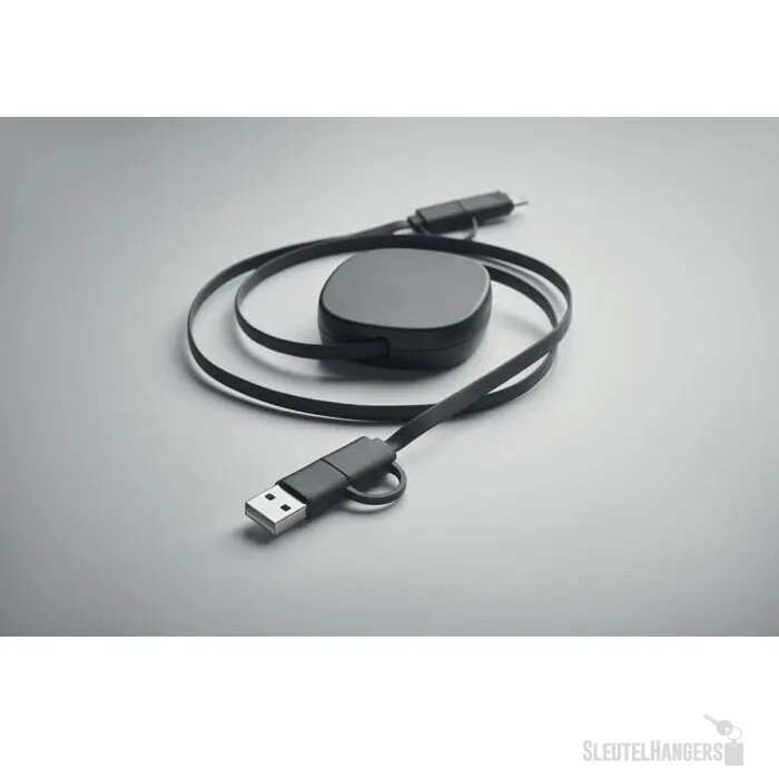 60w uittrekbare oplaadkabel Linea Zwart