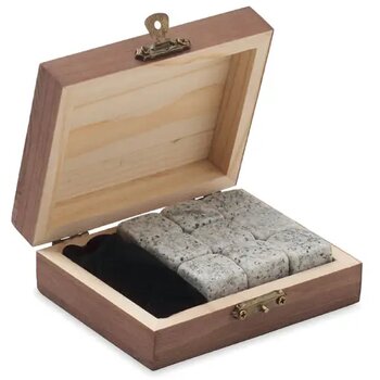 9 stenen ijsblokjes in doos Aberdeen hout