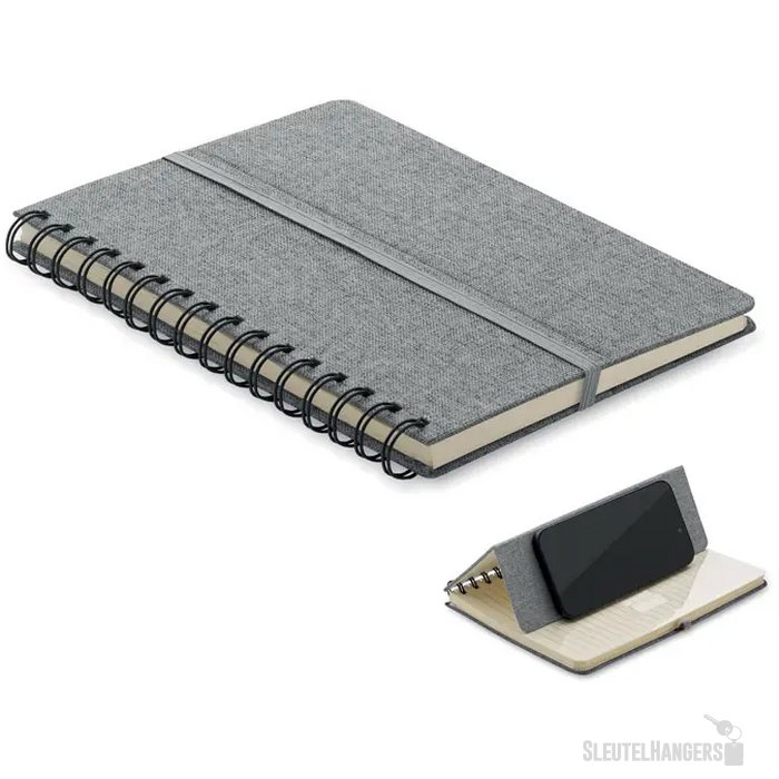 A5 notitieboekje met telefoonhouder Strata Grijs