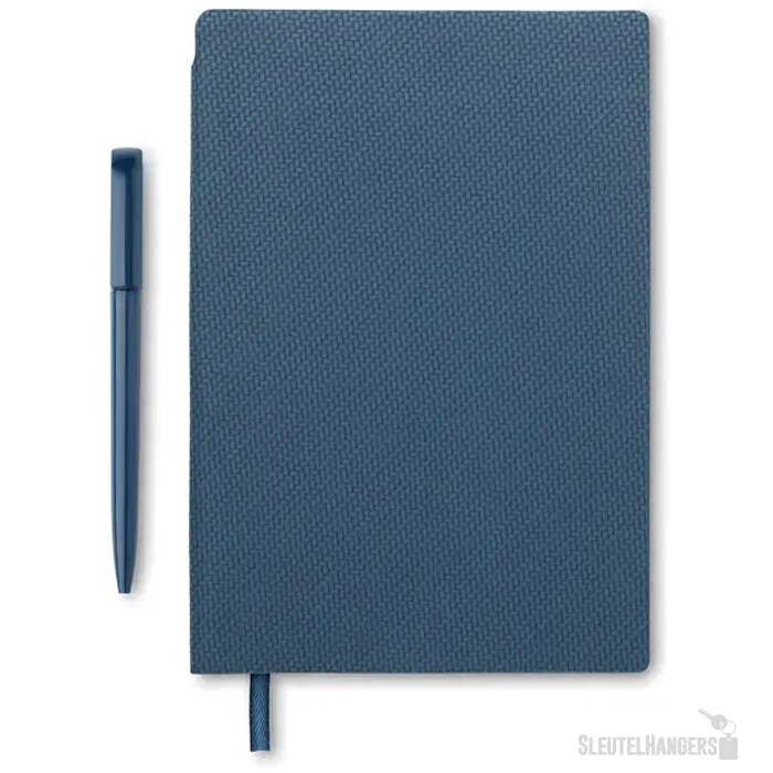 A5 pu notitieboek met pen Nota marineblauw