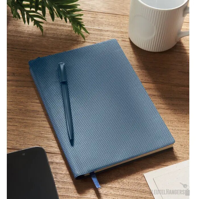 A5 pu notitieboek met pen Nota marineblauw