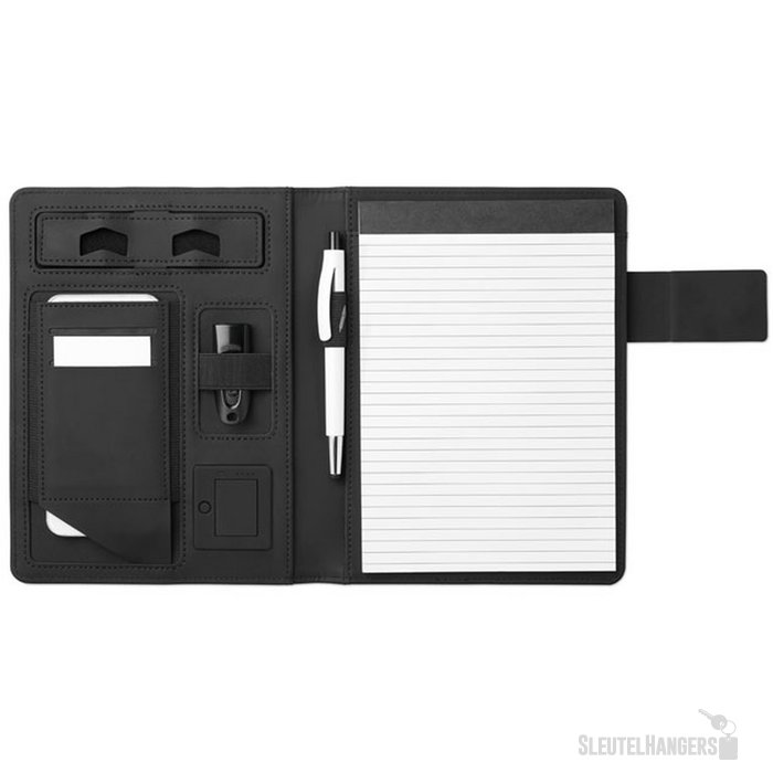 A5 schrijfmap met powerbank Powernoty Zwart