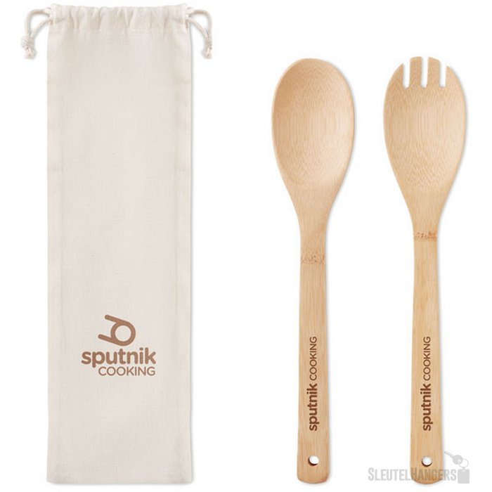 Bamboe saladebestek Mayen set beige