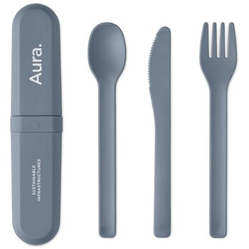 Bestekset en koker in pla Biteful petrol