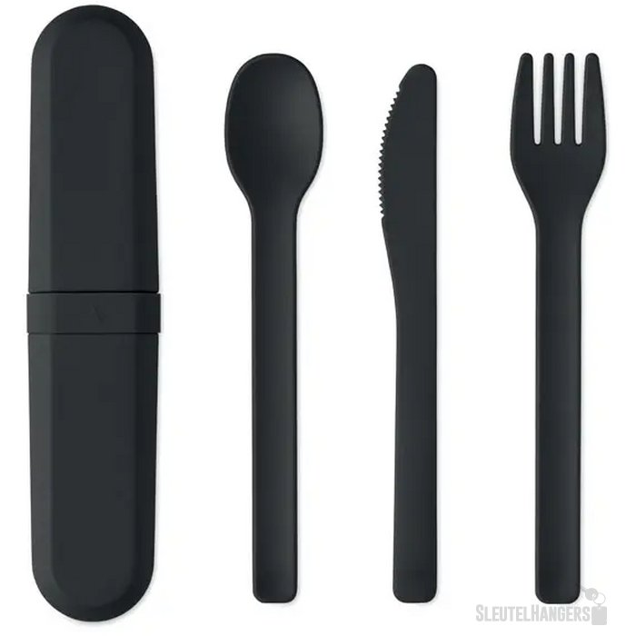 Bestekset en koker in pla Biteful zwart