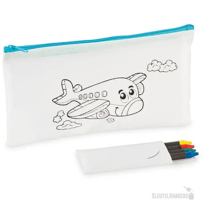 Etui met 4 krijtjes Cray babyblauw