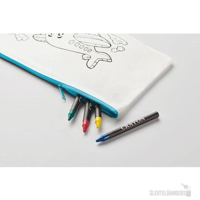 Etui met 4 krijtjes Cray babyblauw