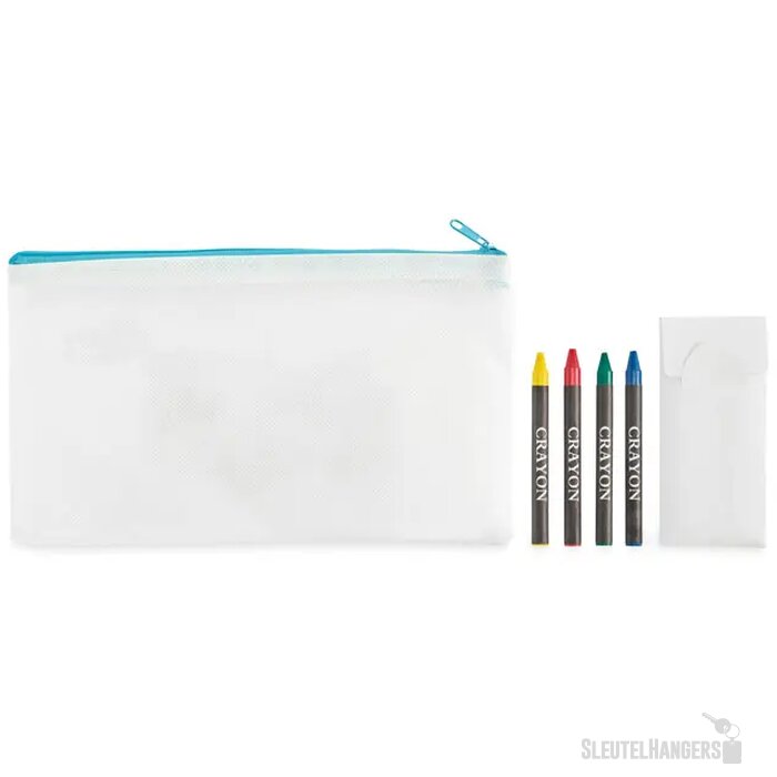 Etui met 4 krijtjes Cray babyblauw