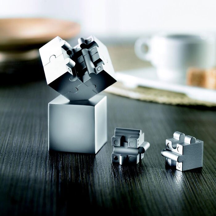 Metalen 3d puzzel Kubzle mat zilver