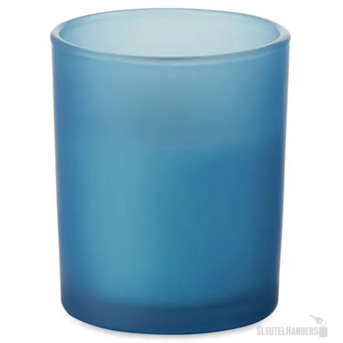 Plantaardige waskaars 80gr Kivas wood blauw