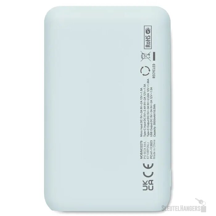 Powerbank 5000 mah Power52c babyblauw 5.000 mAh