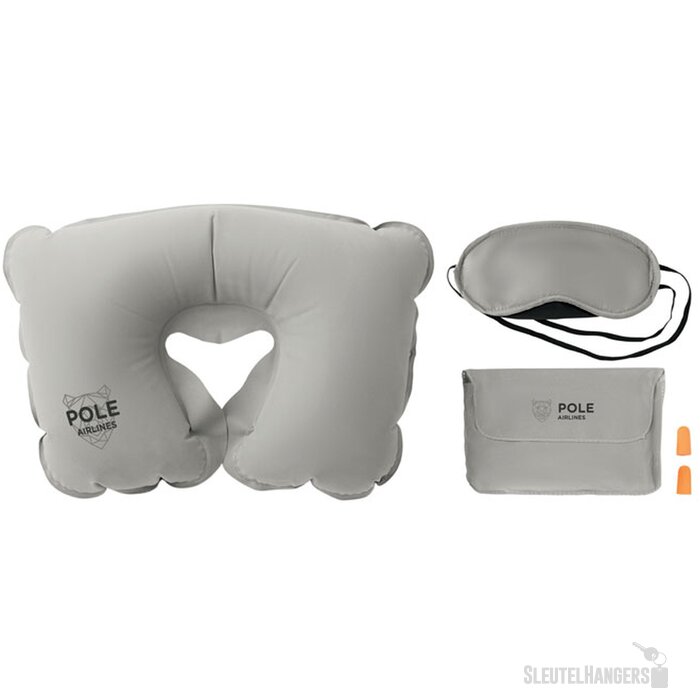 Reisset met kussen en masker Travelplus grijs