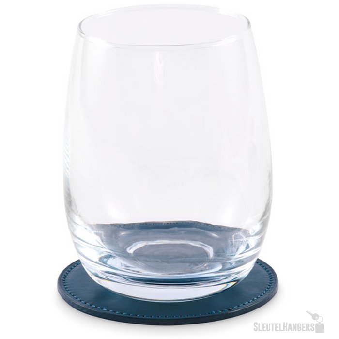 Ronde onderzetter in pu Posa marineblauw