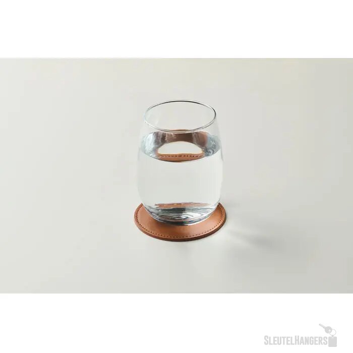 Ronde onderzetter in pu Posa bruin