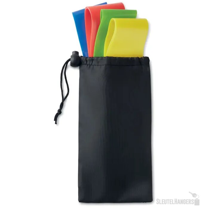 Set van 4 fitnessbanden Fitband zwart