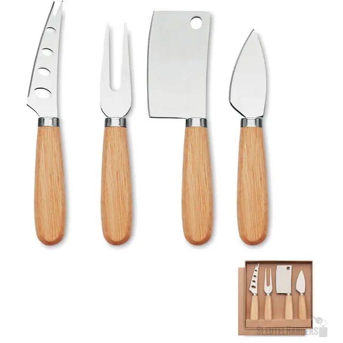 Set van 4 kaasmessen Camembert hout