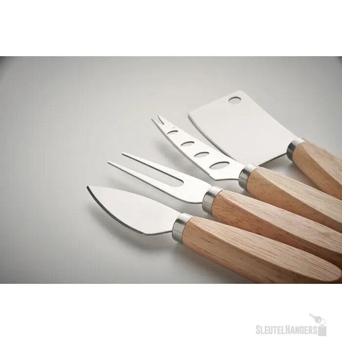 Set van 4 kaasmessen Camembert hout