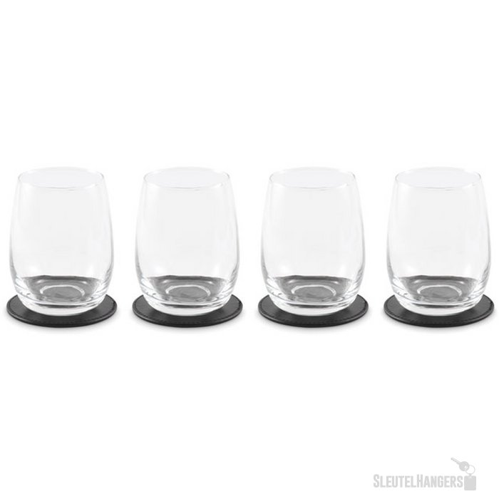 Set van 4 pu onderzetters Posa set Zwart