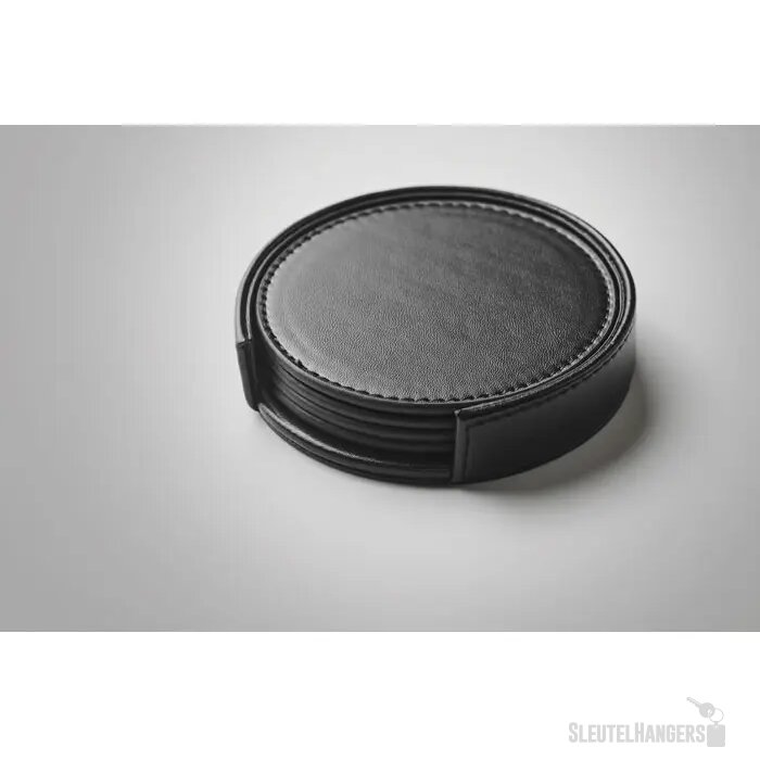 Set van 4 pu onderzetters Posa set Zwart
