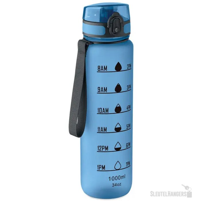 Sportwaterfles rpet 1l Isforden mark transparant licht blauw