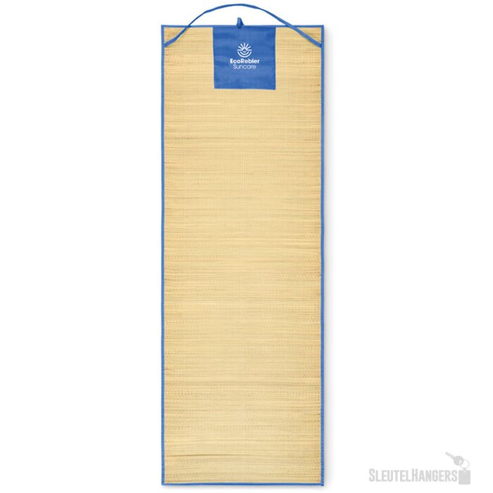 Strandmat van natuurlijk stro Rafia royal blauw
