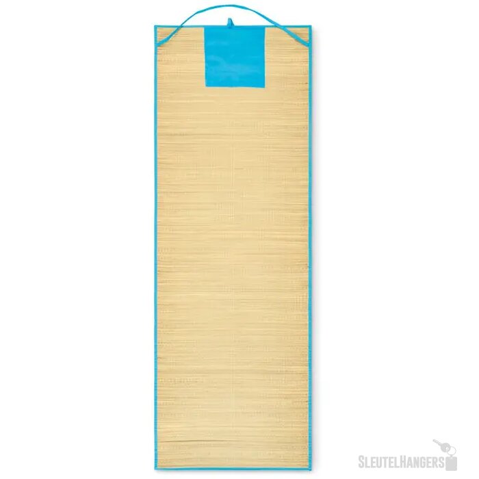 Strandmat van natuurlijk stro Rafia turquoise