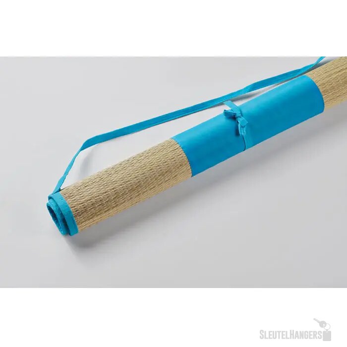 Strandmat van natuurlijk stro Rafia turquoise