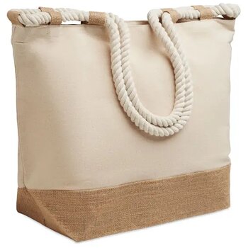 Strandtas canvas/jute Makenke beige