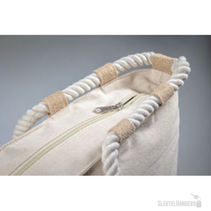 Strandtas canvas/jute Makenke beige