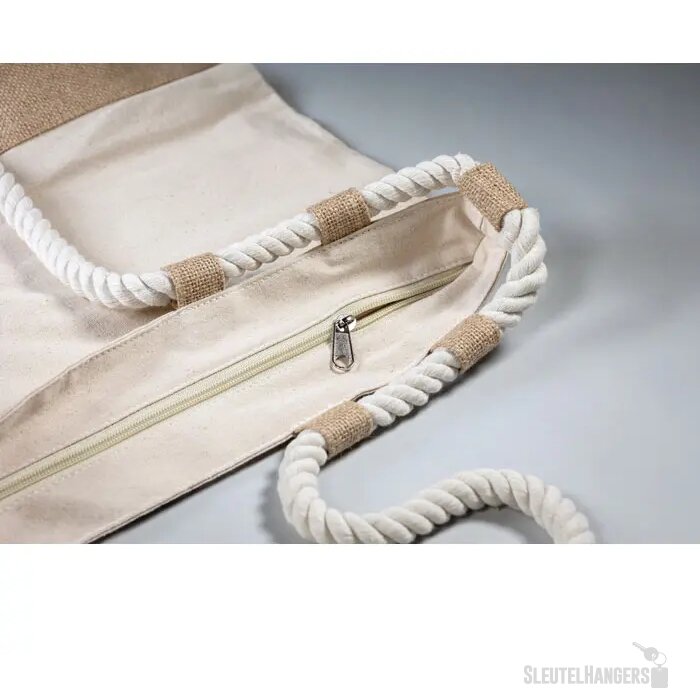 Strandtas canvas/jute Makenke beige