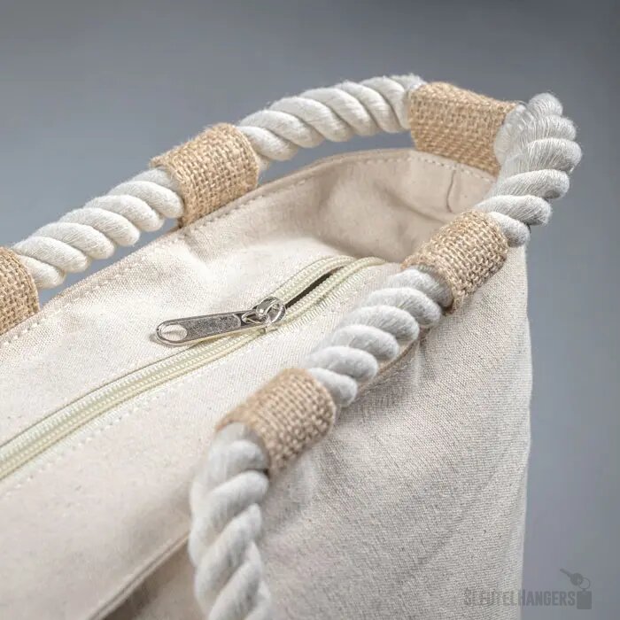 Strandtas canvas/jute Makenke beige