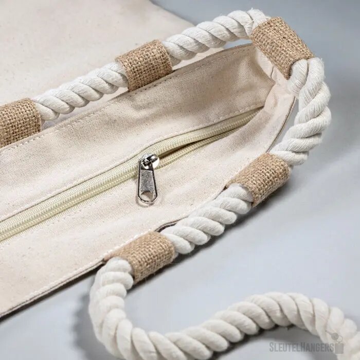 Strandtas canvas/jute Makenke beige