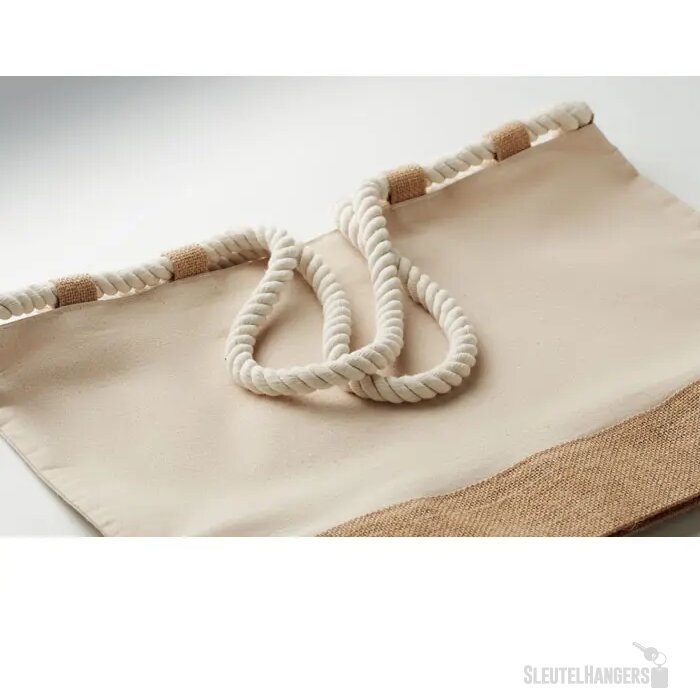 Strandtas canvas/jute Makenke beige