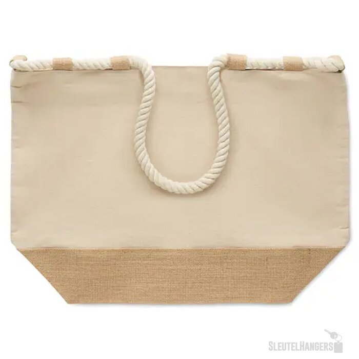 Strandtas canvas/jute Makenke beige